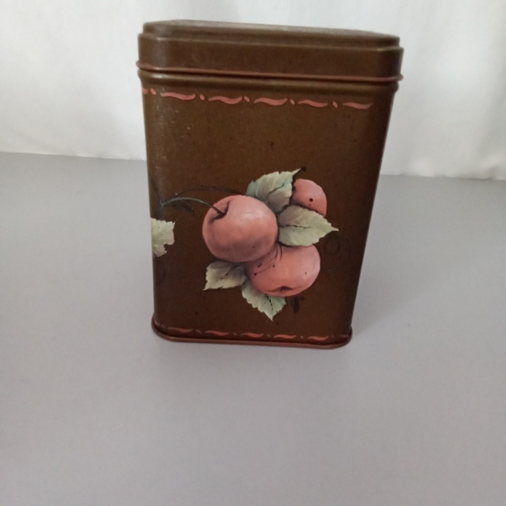 Century Resources Vintage Apple Tin Canister Brown Farmhouse Rustic Storage 5in